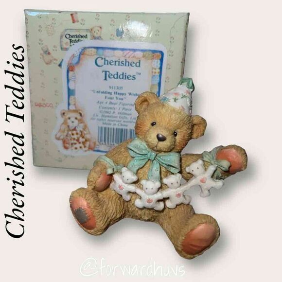 Enesco Cherished Teddies Figurine 'Unfolding Happy Wishes Four You’ - Picture 3 of 7